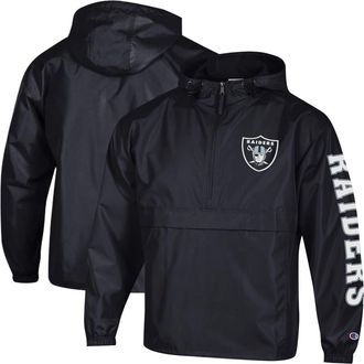 Champion Mens Champion Black Las Vegas Raiders Packable Hooded Windbreaker Half-Zip Jacket at Nordstrom, Size Xx-Large