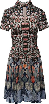 Temperley London Printed Fit and Flare Midi Dress in Multicolor Polyester