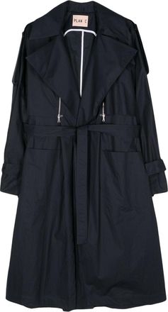Plan C detachable-sleeves trench coat - women - Cotton - 42 - Blue