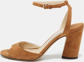 Jimmy Choo London Brown Suede Miranda Ankle Strap Sandals