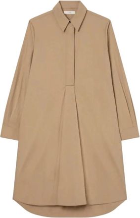Co A-lijn Overhemdjurk in Katoenen Twill - Dames - Casual kleedjes - Bruin - L - Katoen - Kleedjes