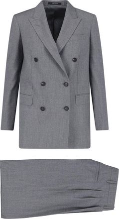 Tagliatore Double-Breasted Grey Wool and Silk Suit Set