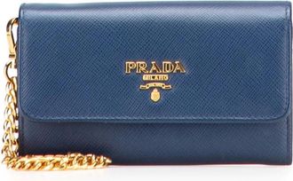 Prada 2000-2025 Saffiano on Chain pasjeshouder - Blauw