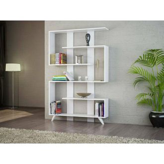 Dmora Estante Para Libros Gienah, Estante De Oficina, Porta Libros M&oacute;vil, Biblioteca, 120x20h162 Cm, Blanco, Con Embalaje Reforzado - Dmora