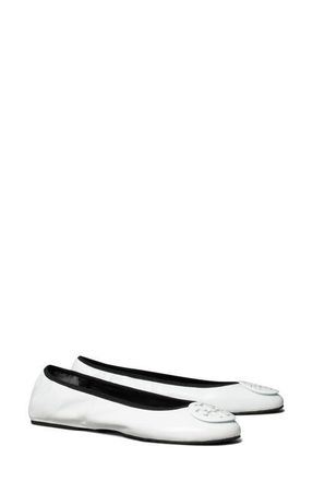 Tory Burch Reva Ballet Flat in Optic White /Optic White at Nordstrom, Size 10.5