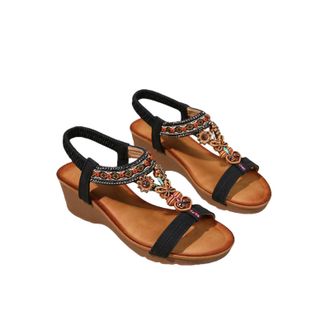 Generic Wide Fit Sandals for Women Orthopedic Sandals Women Comfortable Slip on Wedge Shoes Casual Open Toe Orthopedic Slide Lightweight Summer Ankle Strap Sa