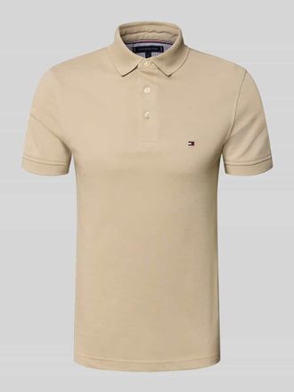 Tommy Hilfiger Slim Fit Poloshirt aus Baumwoll-Elasthan-Mix in Beige, Gr&ouml;&szlig;e XXL