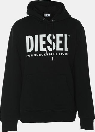 Diesel Black Jersey Logo Print Hooded Sweatshirt