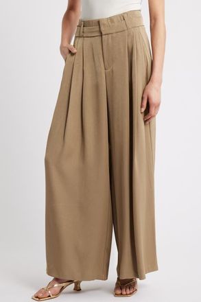 Wit & Wisdom Skyrise Triple Pleat Palazzo Pants in Cinder at Nordstrom, Size 10