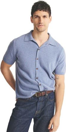 Naadam Signature Cashmere Short Sleeve Button Down in Medium Blue at Nordstrom, Size X-Large