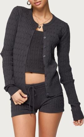 Edikted Nella Cable Cardigan in Dark-Gray at Nordstrom, Size X-Small
