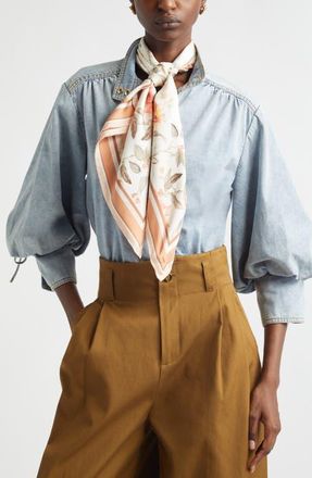 Zimmermann Floral Print Silk Square Scarf in Cream Songbird at Nordstrom