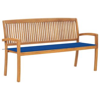 vidaXL Banco De Jard&iacute;n Apilable Con Coj&iacute;n 159 Cm De Teca Masiva