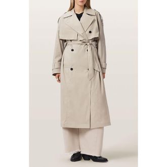 AllSaints Linnie Lib Cotton & Nylon Trench Coat in Clay Grey at Nordstrom, Size X-Small
