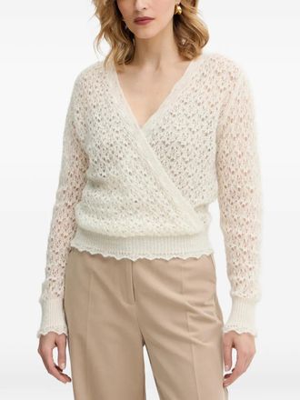 Twin-Set V-neck button top - women - Polyamide/Mohair/Wool - S - White