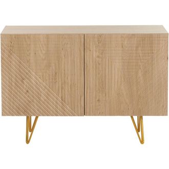 Miliboo Credenza design con incisioni finitura legno chiaro rovere e metallo dorato 2 ante L107 cm ozen