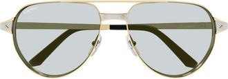 Cartier Accessoires, Heren, Geel, ONE Size, Santos Ct 0425S-006 Piloten Zonnebril