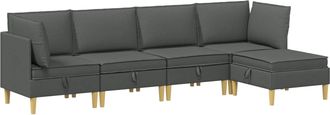 vidaXL Juego De Sof&aacute; Modular Con Almacenamiento 5 Uds. Gris Oscuro Vidaxl
