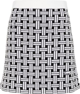 Kenzo patterned-jacquard mini skirt - women - Cotton/Wool - S - White