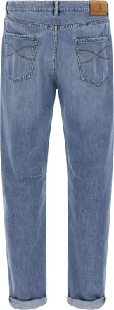 Brunello Cucinelli Mens Blue Cotton Straight-Leg Jeans Clothing