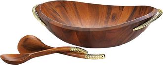 Namb&eacute; Nambe Braid Acacia Wood Salad Bowl With Servers