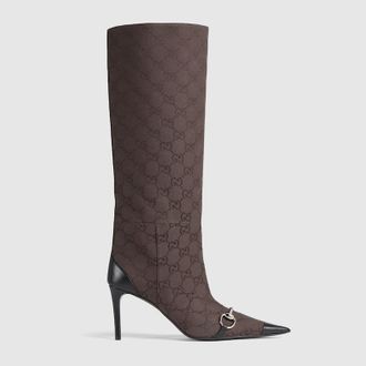 Gucci Womens Donna Boot, Brown, Fabric