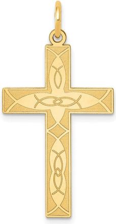 Diamond2Deal 14k Yellow Gold Laser Designed Ichthus Cross Pendant
