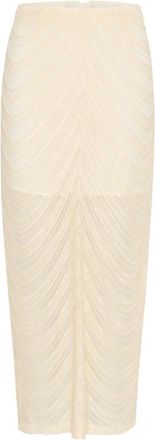 Gestuz Gele Pailletten Lange Rok Off White - Dames - Maxi Rokken - Beige - S - Pailletten - Rokken
