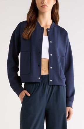 Zella Ultra Luxe Snap Front Jacket in Navy Sapphire at Nordstrom, Size Xx-Large