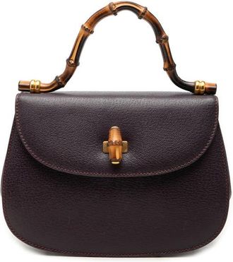Gucci Pre-owned Gucci Small Calfskin Bamboo Top Handle Flap Top Handle Bag Ladies 3ZK3H1B408HZQ9K3
