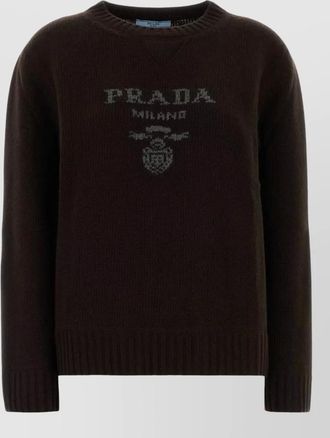 Prada wool blend sweater ribbed cuffs hem