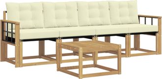 vidaXL Conjunto De Sof&aacute;s De Exterior 5 Uds. Blanco Y Crema Vidaxl