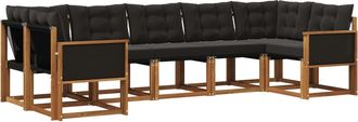 vidaXL Conjunto De Sof&aacute;s De Exterior 7 Uds. Natural Y Negro Vidaxl