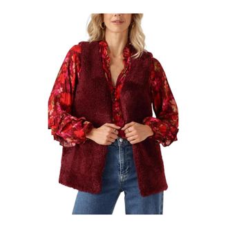 Ydence Ydence - Bordeaux Blazer Gilet Sasha Stijl - Dames - Jassen - Rood - Maat: XS Poliester