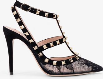 Valentino Garavani Decolletè Rockstud in suede e pizzo - VALENTINO GARAVANI - gender_Woman