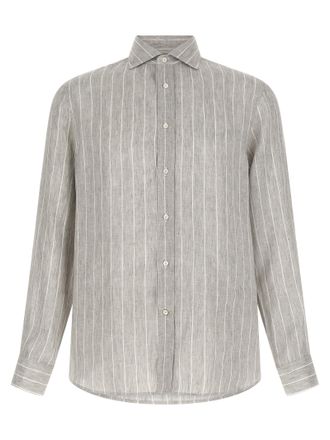 Brunello Cucinelli Gray Linen Mens Blouse
