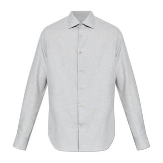 Eleventy Shirt met kasjmier afwerking - Heren - Casual Overhemden - Grijs - 2XL - Kasjmier - Overhemden