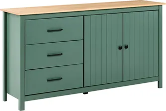 Beliani Aparador Escandinavo Con Estantes Y Cajones De Madera Sala De Estar Verde Leonora