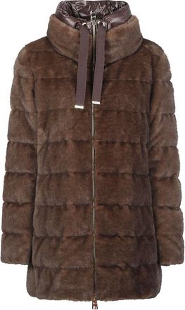 Herno Chaqueta de plum&oacute;n de imitaci&oacute;n de piel con forma de A - Jackets - Mujer - Marr&oacute;n - XS