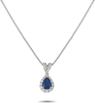 Luxury Bazaar Platinum, 18K White Gold 0.45ct Diamond and Sapphire Pendant Necklace MF20-041326