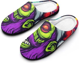 Generic Zombie Christmas Cotton Womens Slip-on Slippers Winter Warm House Shoes with Rubber Sole for Home Office Hotel