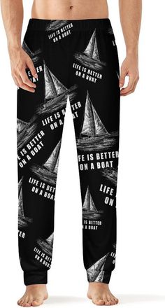 Generic Sailing Sailboa Life Is Better on A Boat Mens Pajama Pant Casual Lounge Pants Lightweight Pjs Sleepwear