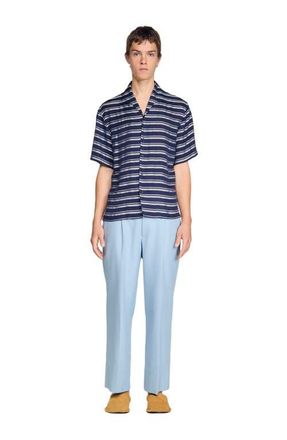 Sandro Striped boat neck shirt in Navy Blue at Nordstrom, Size Xx-Large