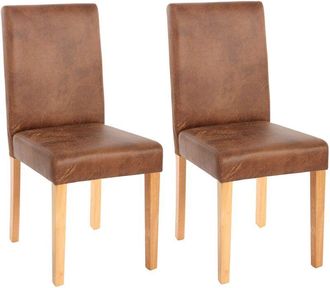 Hhg Set 2x sedie Littau tessuto soggiorno cucina sala da pranzo effetto scamosciato 56x43x90cm piedi chiari