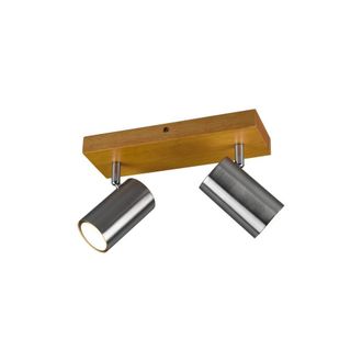 Trio Leuchten Marley Foco 2 Spot Gu10 N&iacute;quel Y Madera L26 Cm Trio Lighting