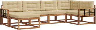 vidaXL Conjunto De Sof&aacute;s De Exterior 6 Uds. Natural Y Beige Vidaxl