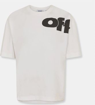 Off-white Mens Logo Print Crew Neck Short Sleeve T-Shirt - White/Multi - Size: 38