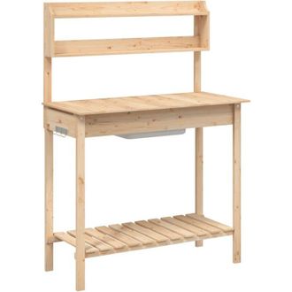 vidaXL Mesa Para Macetas Con Fregadero Madera Abeto 147,5x44x139,5 Cm Vidaxl