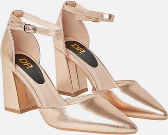 Dorothy Perkins Womens Dorothy Perkins Womens/Ladies Blanche Pointed Ankle Strap High Block Heel Court Shoes - Gold - Size: 4