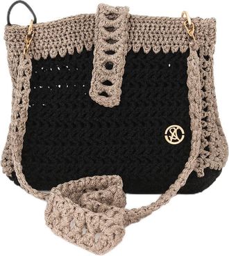 Generic Handmade Crochet Shoulder Bag, Natural Beige Woven Straw, Medium Size 35x15x8cm, Wooden Bead Strap, Vintage Beach Style, Round Shape, Casual Womens Ha